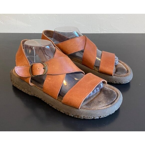GH Bass & Co Sunjuns Brown Leather Strappy Comfort Slingback Sandals Mens 10M - Picture 1 of 13